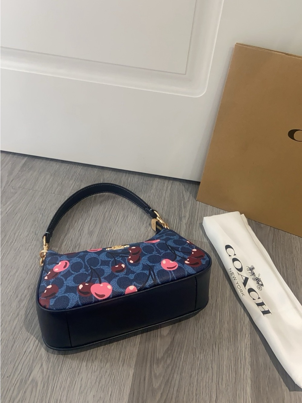 Coach Navy Signature Mini Shoulder Bag with Pink Accents - Picture 7 of 9